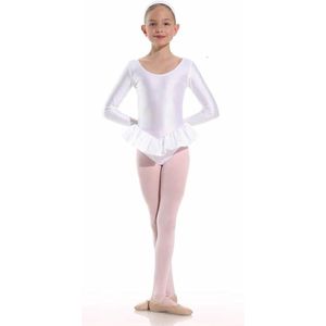 Danceries - Balletpakje -  Sarasson - LS - dubbel rokje - Wit - Elasthan - Maat 110-116