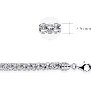 Jewels Inc. - Ketting - Ring Fantasie - 7.6mm Breed - Lengte 50cm - Gerhodineerd Zilver 925