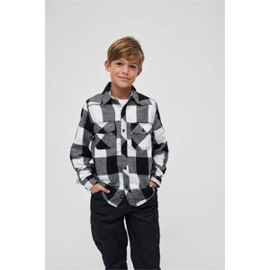 Brandit - Checkshirt Kinder Longsleeve shirt - Kids 158/164 - Wit/Zwart