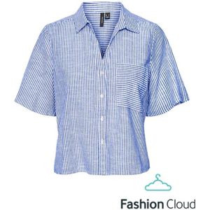 Vero Moda Jily 2/4 Overhemd Met Korte Mouwen Blauw M Vrouw