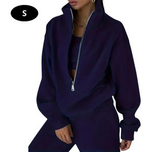 Bovista Joggingpak Dames - Huispak - Volwassenen - Trainingspak - Comfortabel - Jogging Pak - Joggingsbroek - Marineblauw - S