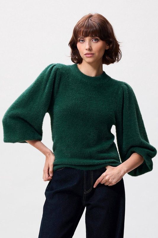 Catwalk Junkie - 2504020800 - Trui - Pine Forest - Fuzzy Puff Sleeve Knit