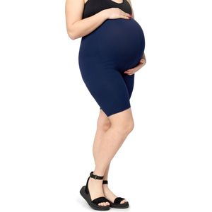 Be Mammy Dames Leggings - Zwangerschapskleding - Grote maten - Korte - Katoen - Marineblauw - 4XL - MS-MS10-462-LE