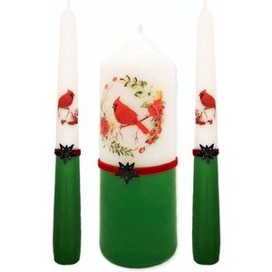 Kerstkaarsen Geschenkset, Cadeauset Groen 3 stuks, kaarsen set