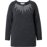 MIAMODA MIAMODA - Dames - Trui pailletten lange raglanmouw - Zwart - Maat 42+