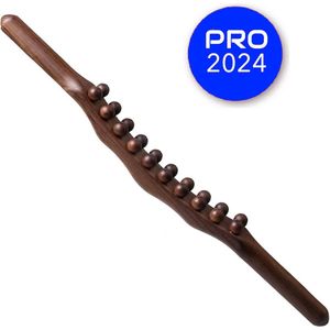 RugMassage - Massage Apparaat - Bodyflow - Rug/Nek/Schouder/Buik/Taille/Armen/Benen - Massage Stok Hout - Houten Massage Stok - Massage Stok Hout XL - 20 Massage Ballen - Gua Sha Massage Tool - 1 Stuk - Bruin Hout - Gua Sha Massage Stick