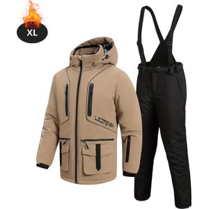 Nivard Skipak - SkiBroek - Skijas - Ski Suit - Wintersport - Heren - 2-Delig - Khaki - Maat S