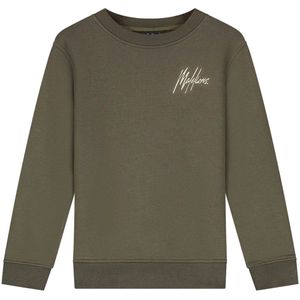 Malelions - Kids Striped Signature Sweater - Moss Green/Beige - Sweater
