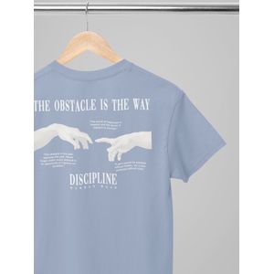Oversized shirt - The obstacle is the way - Wurban Wear | 2XL/5XL | T-shirt | Merk kleding | Unisex tshirt | Streetwear | Pump cover | Techno outfit | Merk shirt | Gym shirt | Urban | Grote maten tshirts heren | Grote maten shirts dames | Licht blauw