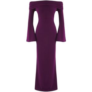 Trendyol Bordeauxrode Effen Bodycon Gebreide Scuba Crêpe Maxi Avond- En Afstudeerjurk