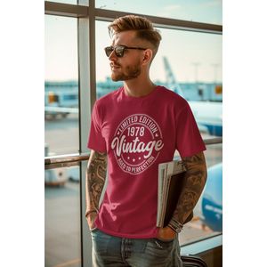 1978 Jaar Rood T-shirt Heren - Maat S - Aged Vintage - Verjaardag Cadeau Mannen - Limited Edition