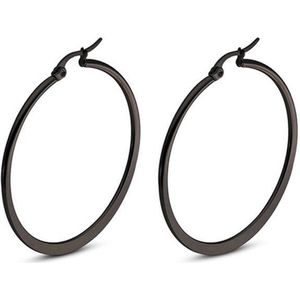 Hoop Oorringen Cilla Jewels Edelstaal Zwart-40mm