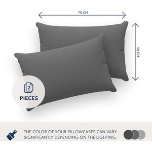 Famanu Kussensloop (Set van 2) – Antraciet Katoen - Voor Kussens 50 x 70 cm - 100% Jersey Katoen - Beddengoed Dubbel Bed Kussensloop - Kussenbeschermer - Bestendig en Hypoallergeen
