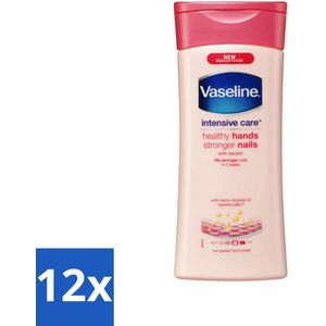 12 x Vaseline Handcreme Healthy Hands & Stronger Nails 200 ml - Handcreme - Nagelversterker - Vaseline - Droge Handen - Ruwe Handen