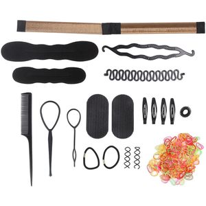 Hair Braiding Tools, 20 Pieces, Hair Styling Tools, DIY Hair Accessories, Hair Accessories Set, Loops, Braid Twist Curlers for Tail Hair Styling, French Bun Attachment, Foam Tool