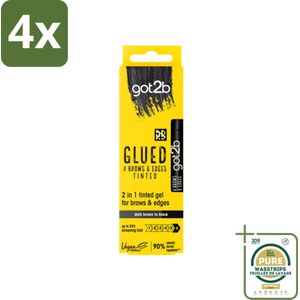 Got2B - 2-in-1 Gel - Brows & Edges Zwart - 16 ml - Voordeelverpakking - 4 stuks - Haarranden - Zwart gel