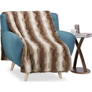 Relaxdays plaid imitatiebont - 150 x 200 - woondeken - woonplaid - bankdeken - bruin