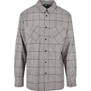 Urban Classics - Long Oversized Checked Greyish Overhemd - XL - Grijs/Zwart