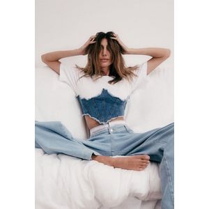 Trendyol X Sagaza Studio Blue Korset Gedetailleerde Denim Bustier Tclss23Bz00004