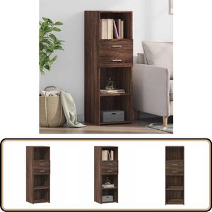 vidaXL Hoge kast - 40x42,5x124 cm - Bruin eikenkleurig Hoge Kast - Opbergkast - Houten Kast - Scandinavische Design - Bruine Eiken Kleur