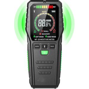 Vochtmeter Zonder Pin - Niet-Invasieve Vochtmeter - Voor Hout, Muren, Haardhout, Metselwerk en Beton - Upgraded Versie - Nauwkeurige Metingen