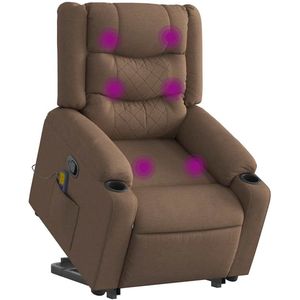 vidaXL - Sta-op-massagestoel - Bruin - Stof - Verstelbaar met Massagefunctie