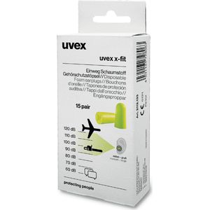 15 paar Uvex X-Fit slaapoordoppen 37dB - hoge demping - duurzaam verpakt
