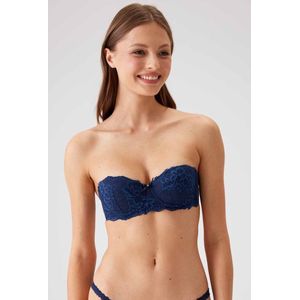 Viuma Dames Marineblauw V620361 Kanten Beha Strapless Push up Bh Dagelijks Comfort Hoogwaardig Kwaliteit