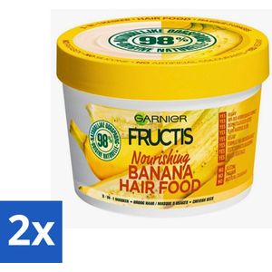 2 x Garnier - Fructis Hair Food Banana - 3-in-1 Haarmasker - Voedend - Droog Haar - 400 ml - Haar Masker - Kokosmelk Masker - Macadamia Masker - Droog Haar Masker - Normaal Haar Masker