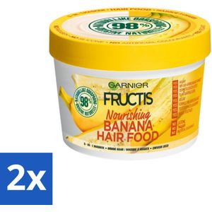 2 x Garnier - Fructis Hair Food Banana - 3-in-1 Haarmasker - Voedend - Droog Haar - 400 ml - Haar Masker - Kokosmelk Masker - Macadamia Masker - Droog Haar Masker - Normaal Haar Masker