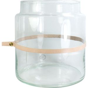 TAK Design Vaas Wrap Me Mini - Incl. Lederen Band - Glas - Ø19 x 20 cm - Bruin