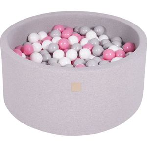 Ballenbak KATOEN Licht Grijs - 90x40 incl. 300 ballen - Grijs, Wit, Pastel Roze