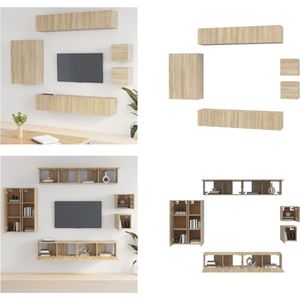 vidaXL 8-delige Tv-meubelset bewerkt hout sonoma eikenkleurig - Tv-kast - Tv-kasten - Tv-meubel - Hifi-meubel