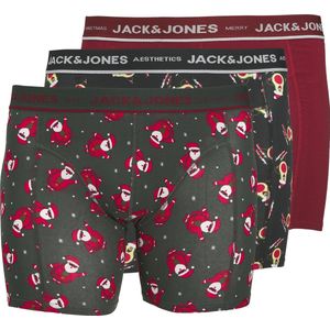 JACK&JONES PLUS JACMERRY X-MAS TRUNKS 3 PACK PLS Heren Onderbroek - Dark Navy Forest River - Rhubarb
