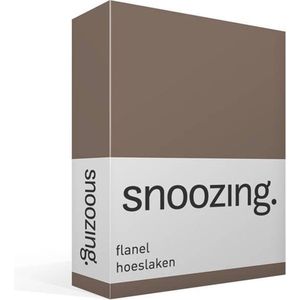 Snoozing - Flanel - Hoeslaken - Tweepersoons - 140x200 cm - Bruin