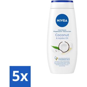 5 x NIVEA Soft Care Douchegel Coconut & Jojoba Oil 250 ml - Zijdezachte Huid - PH-huidneutraal