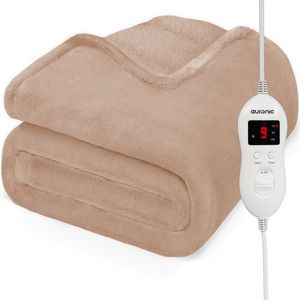 Auronic Elektrische Deken - Warmtedeken - 9 Warmtestanden - 2 Persoons - 200x150 - Verwarmingsdeken - Lichtbruin