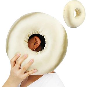 OIMG Geperforeerd kussen - Oorkussen voor zijslapers met gat - Donutkussen met gat - Orthopedisch geperforeerd kussen - Oorkussen voor zijslapers - Verstelbare vulling - 28x28 cm - Ideaal voor slaapkamers en lange reizen