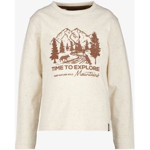 Unsigned jongens shirt met lange mouwen en wolven beige - Maat 122/128