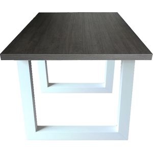 Eettafel Milaan – Donker Bruin - Grijs Eiken – Wit – U Poot – 90 x 195 cm