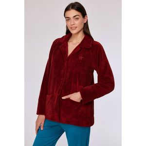 Woody kamerjas dames doorknoop - donkerrood - 252-10-MOW-C/495 - maat S