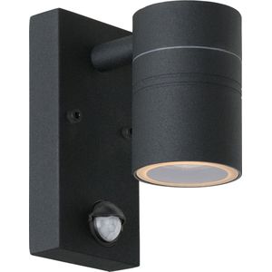 Lucide ARNE-LED IR - Wandspot / Wandlamp Binnen/Buiten - Ø 6,3 cm - LED - GU10 - 1x5W 2700K - IP44 - Bewegingssensor - Zwart