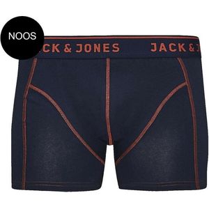 JACK & JONES Jacsimple trunks (1-pack) - heren boxer normale lengte - blauw met oranje stiksels - Maat: S