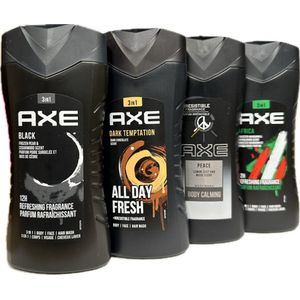 Axe 3-in-1 Douchegels - Africa - Black - Peace - Dark Temptation - Voodeelverpakking 4 x 250 ml