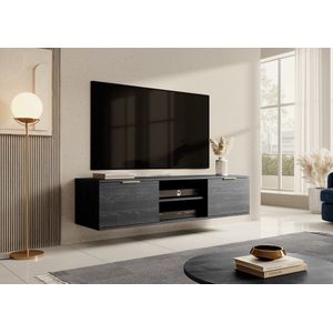 Meubella - TV-Meubel Ponchi 2 - Zwart eiken - 150 cm