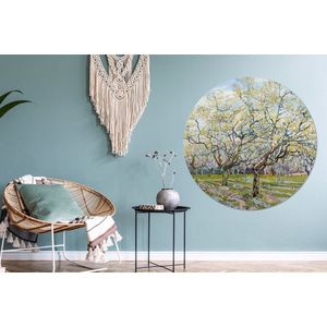 Behangcirkel - Kunst - Bomen - Bloesem - Van Gogh - Zelfklevend behang - Rond behang - Behangsticker - Ronde wanddecoratie - Slaapkamer decoratie - 120x120 cm - Muurdecoratie cirkel - Muurcirkel binnen - Wandcirkel