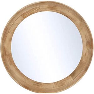 Spiegel - wandspiegel - ronde spiegel - naturel hout - dikke houten gladde rand - by Mooss - rond 68cm