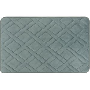 QUVIO Badmat met ruit patroon - Badkamermat - Badmat - Antislip mat - Badmatjes - Badmatten - Douchemat - Wc Mat - Badkleed - Rechthoekig - 50 x 80 x (lxb) - Microvezel - Grijs