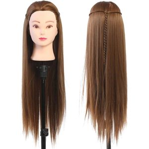 Training Hoofd - Goudbruin - Mannequin voor Haar Styling - 26 cm Hoogte - 60 cm Haarlengte