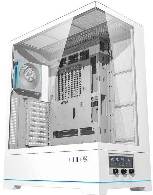 Darkflash - DY451L PRO - Computerkast - Wit - Materiaal: Glas en Staal